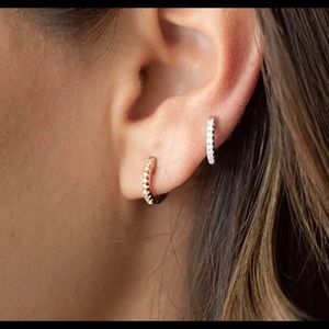 Gold huggie hoop crystal earrings